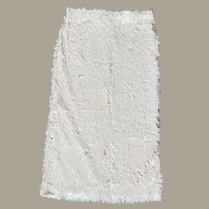 H&M Cream Textured Pencil Skirt